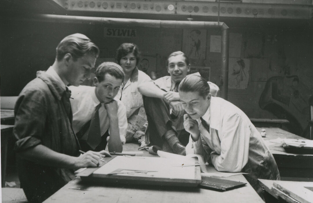 1929, groupe d'architectes au travail